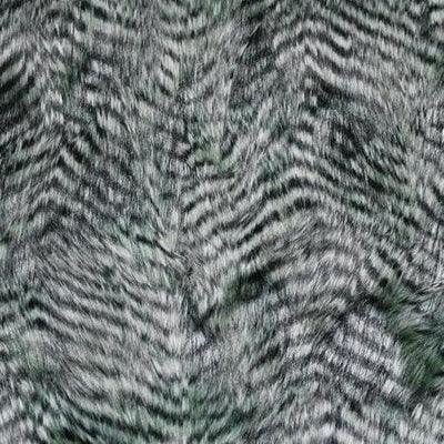 Olive Gray Faux Feathered Fur Fabric