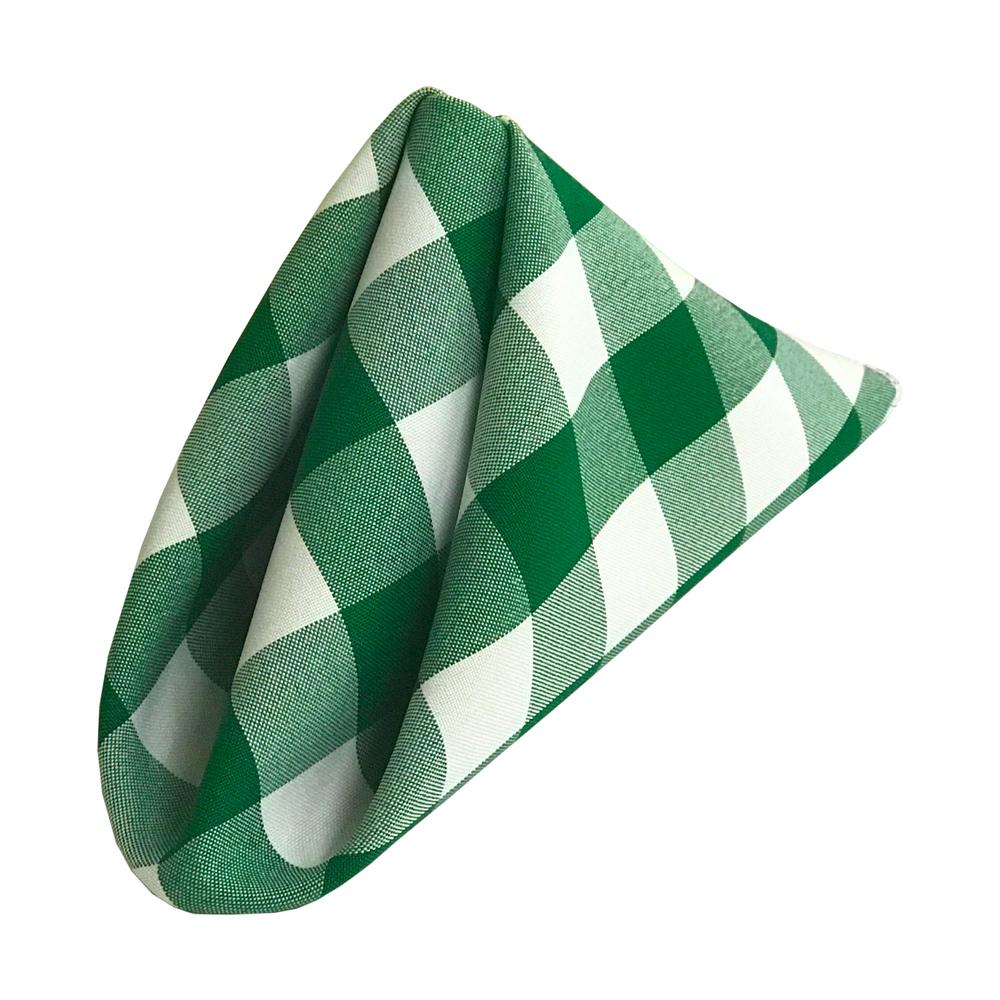 (12 / Pack) White Hunter Green 18" Checkered Polyester Napkin