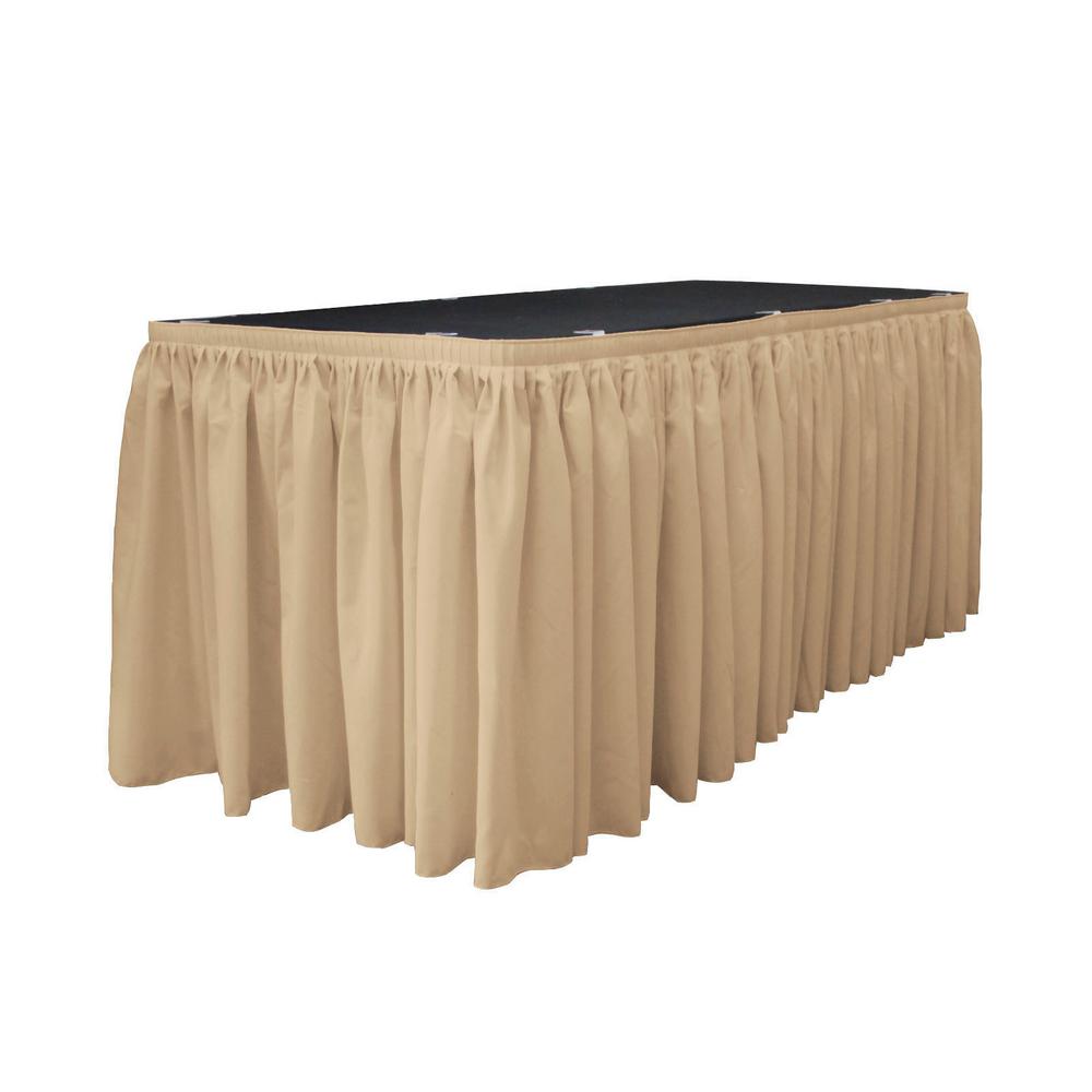 14 Ft. x 29 in. Khaki Accordion Pleat Polyester Table Skirt