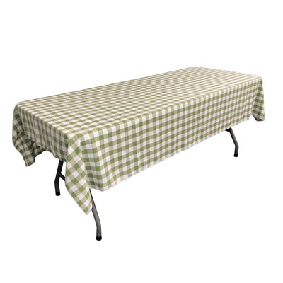 White Apple Green Gingham Checkered Polyester Rectangular Tablecloth 60