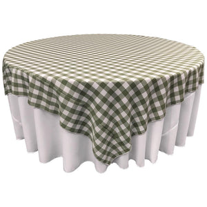 White Apple Green Checkered Square Overlay Tablecloth Polyester 60" x 60"