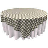White Apple Green Checkered Square Overlay Tablecloth Polyester 85" x 85"