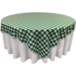 White Hunter Green Checkered Square Overlay Tablecloth Polyester 60" x 60"