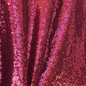 Burgundy Mini Glitz Sequin Mesh Fabric