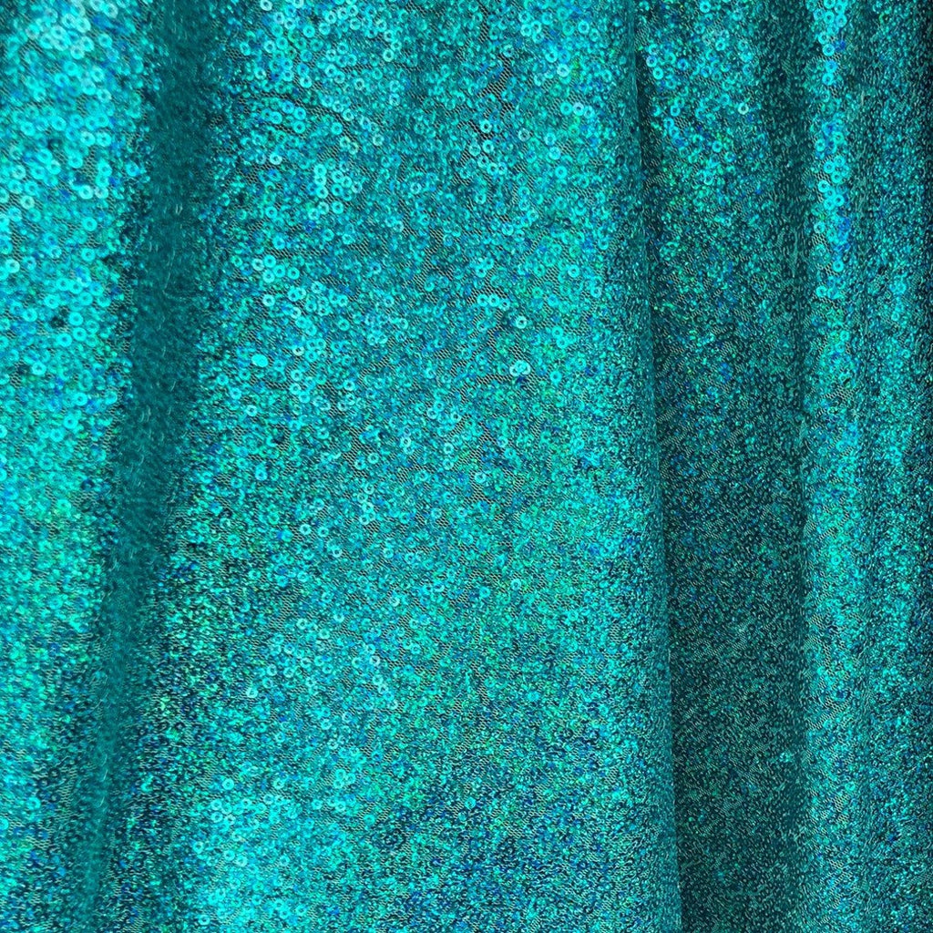 Turquoise Mini Glitz Sequin Mesh Fabric