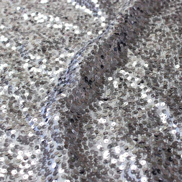 Charcoal Rain Drop Sequin Taffeta Fabric