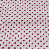 1/4" Quarter inches Red Polka Dot on White Poly Cotton Fabric
