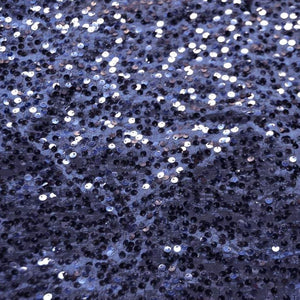 Navy Rain Drop Sequin Taffeta Fabric