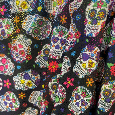 skulls print with metallic dots Spandex Fabric