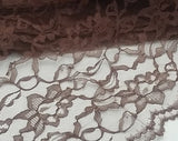 Brown Floral Raschel Lace Fabric