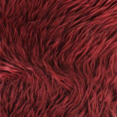Burgundy Faux Fake Fur Solid Shaggy Long Pile Fabric