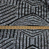 Black Silver Bombshell Stretch Sequin Fabric