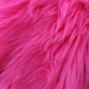 Fuschia Faux Fake Fur Solid Shaggy Long Pile Fabric