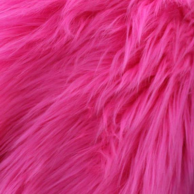 Fuschia Faux Fake Fur Solid Shaggy Long Pile Fabric