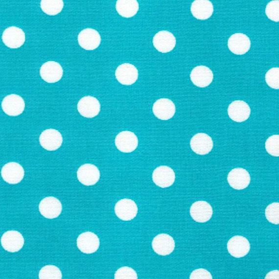 1/4" inches White on Turquoise Dots Poly Cotton Fabric