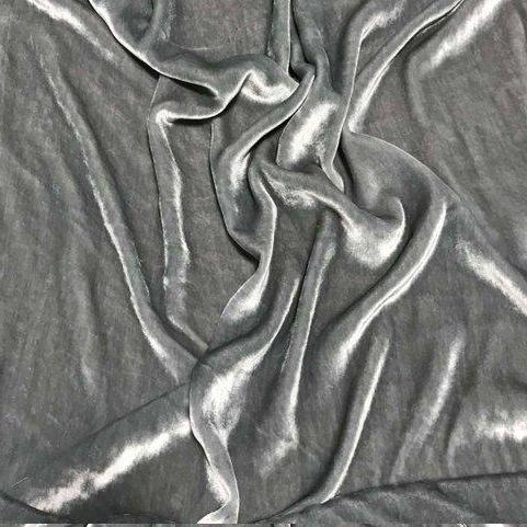 Silver Silk Velvet Fabric