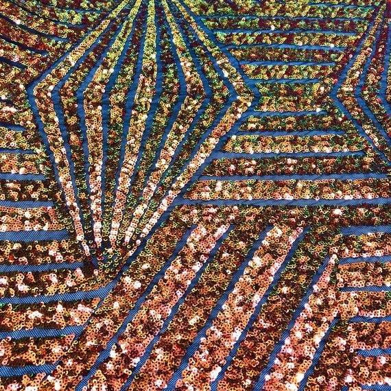 Rainbow and Silver Mermaid Sequin Fabric - Half Yard