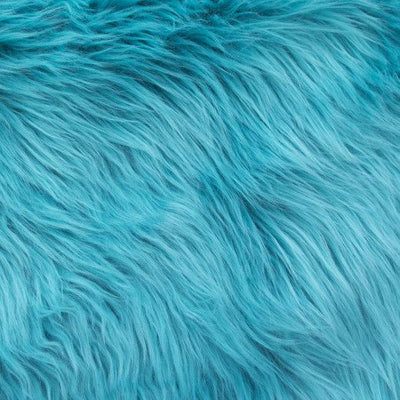 Aqua Faux Fake Fur Solid Shaggy Long Pile Fabric
