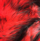 Red Black Faux Fake Fur Husky Long Pile