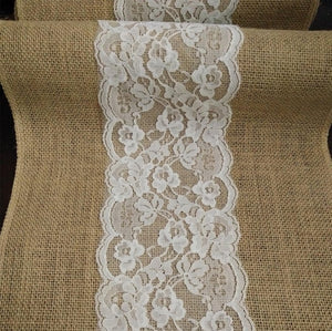 100% Natural Burlap Jute Lace Table Runner