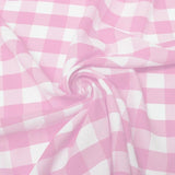 1" inch Pink White Checkered Gingham Polyester Poplin Fabric