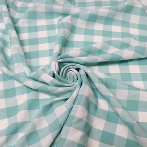 1" inch Aqua White Checkered Gingham Polyester Poplin Fabric