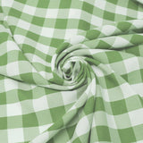 1" inch Apple Green White Checkered Gingham Polyester Poplin Fabric