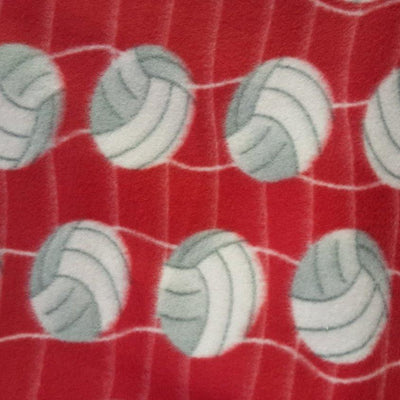 Volleyball Red Premium Anti Pill Print Fleece Fabric