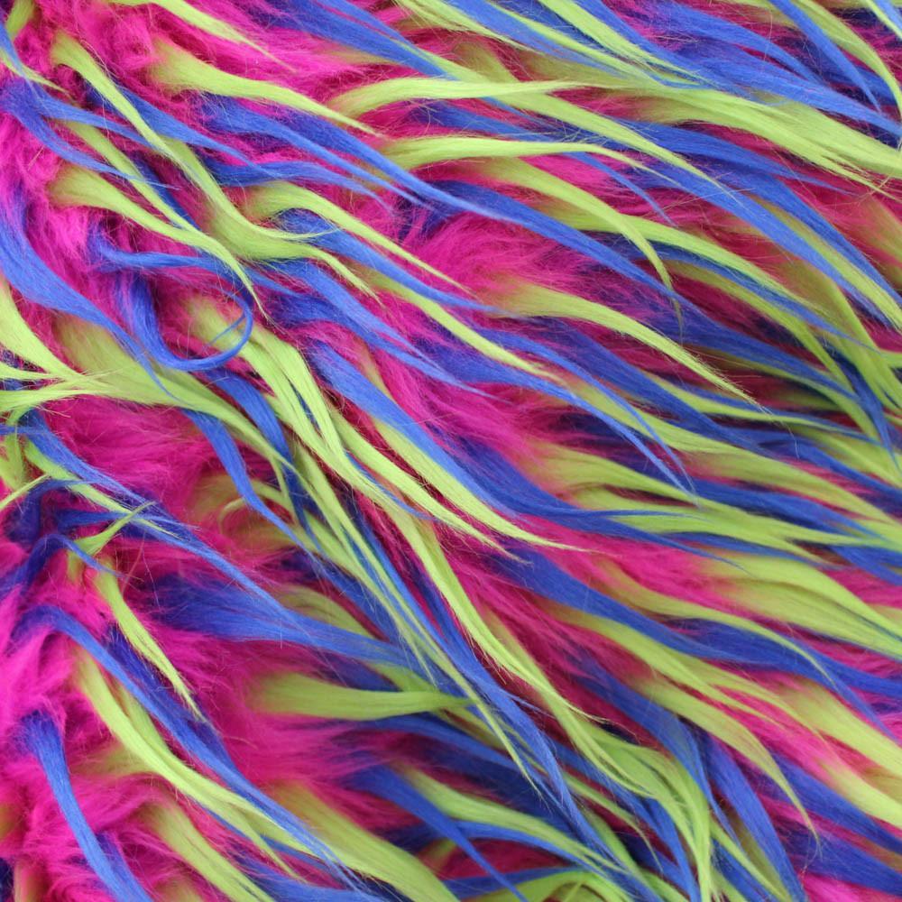 Blue Yellow on Pink Three Tone Spiked Fabric | iFabric