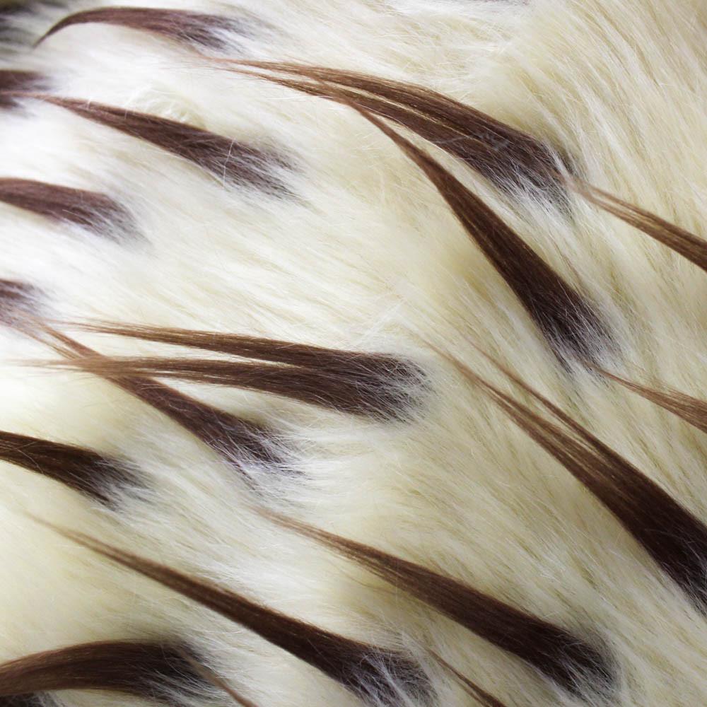 Brown Beige Faux Fur Two Tone Spiked Shaggy Long Pile Fabric