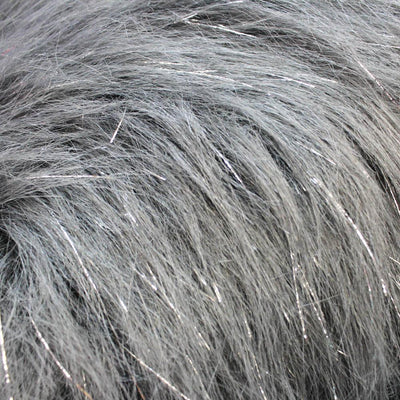 Grey Glitter Shaggy Faux Fur Fabric