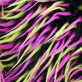 Pink Lime on Black Three Tone Spiked Faux Fur Fabric