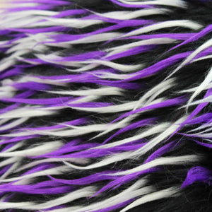 Violet White on Black Three Tone Spiked Faux Fur Fabric