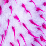 Pink White Faux Fur Two Tone Spiked Shaggy Long Pile Fabric