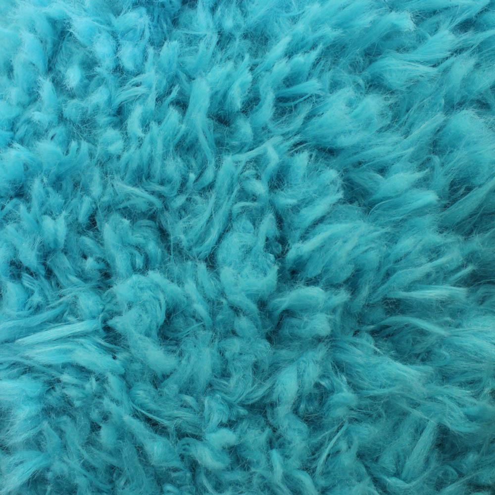 Curly Aqua Blue Faux Fur Fabric