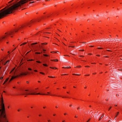 Red Mutant Ostrich Gator Embossed Vinyl Fabric