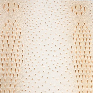 Cream Mutant Ostrich Gator Embossed Vinyl Fabric