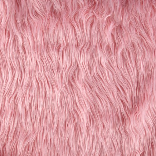 iFabric Pink Faux Fake Mongolian Animal Fur Fabric Long Pile