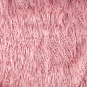 Pink Faux Fake Mongolian Animal Fur Fabric Long Pile