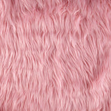 Pink Faux Fake Mongolian Animal Fur Fabric Long Pile