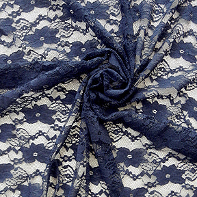 Navy Floral Raschel Lace Fabric