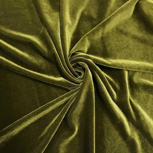 Olive Stretch Velvet Fabric / 60 Yards Roll