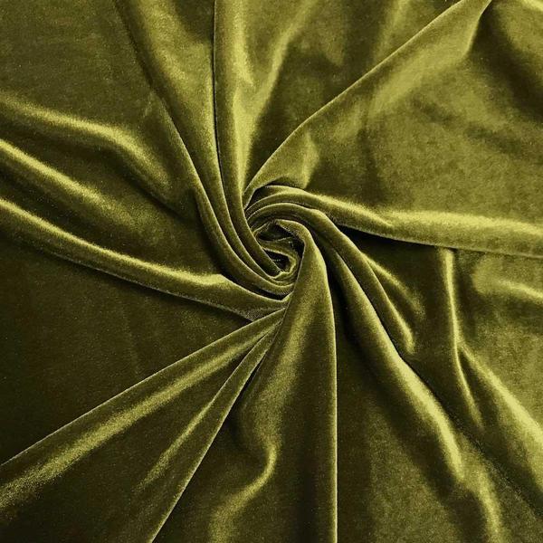 Olive Velvet Stretch Fabric