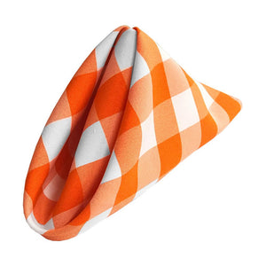 (12 / Pack) White Orange 18" Checkered Polyester Napkin