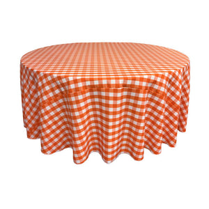 Orange Polyester Checkered Round 108"