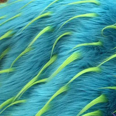 Lime Turquoise Faux Fur Two Tone Spiked Shaggy Long Pile Fabric
