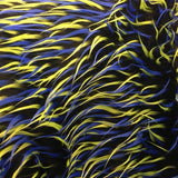 Lime Blue on Black Three Tone Spiked Faux Fur Fabric