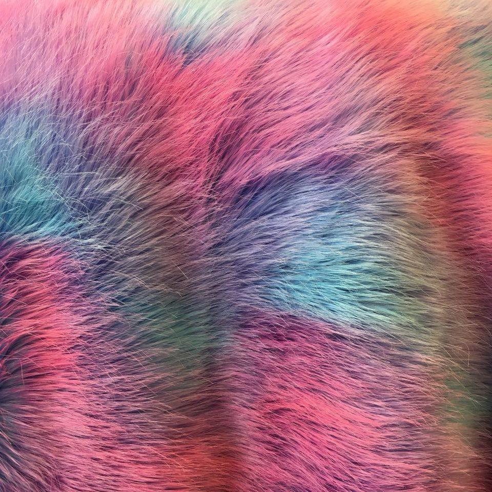 Royal Backing Faux Fur Wave Rainbow Fur Fabric