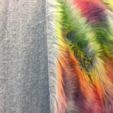 Blue Backing Faux Fur Wave Rainbow Fur Fabric