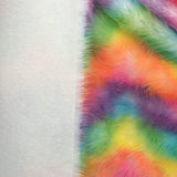 Ivory Backing Faux Fur Wave Rainbow Fur Fabric